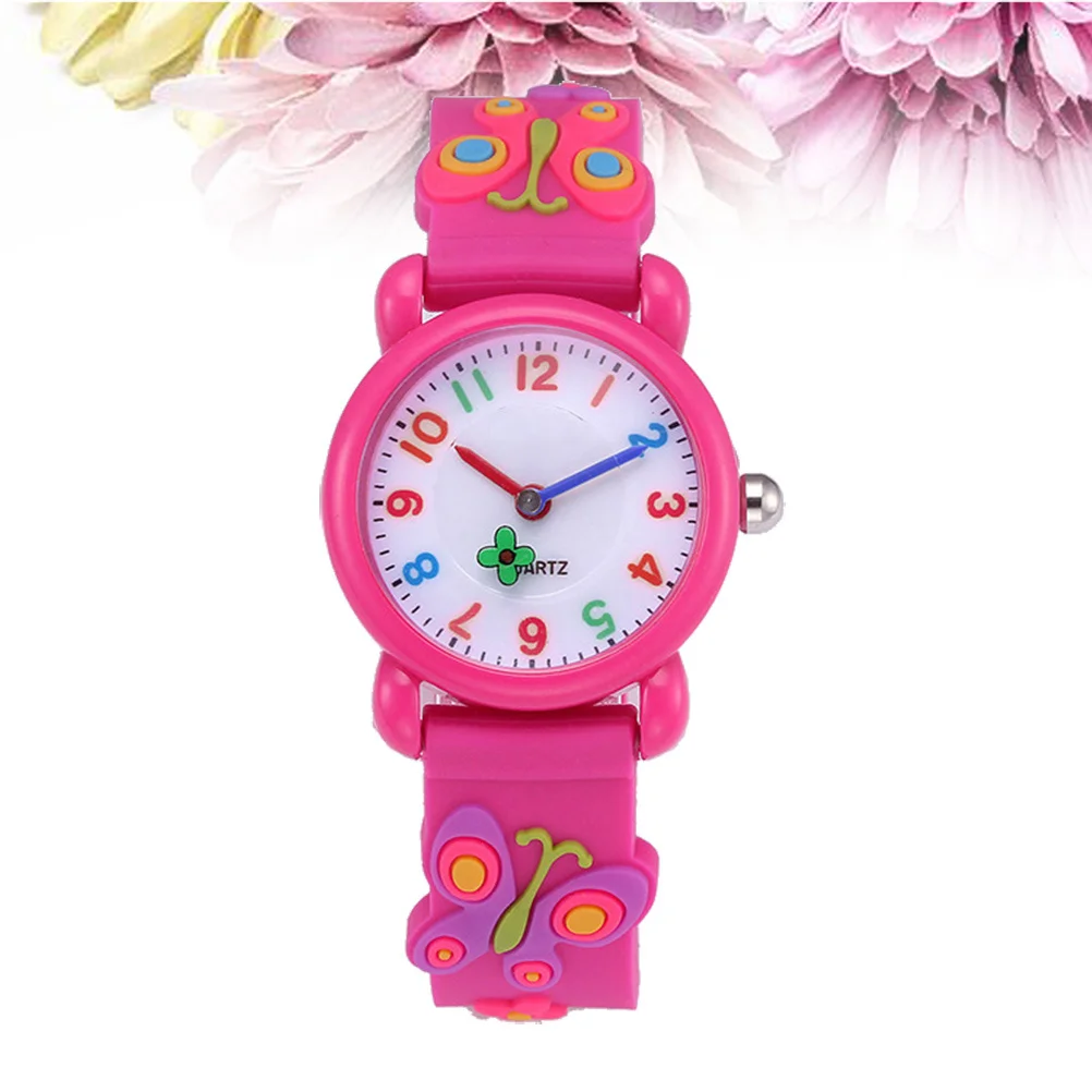

3 D Wristwatch for and Cartoon Waterproof Rosy Silicone Comfortable