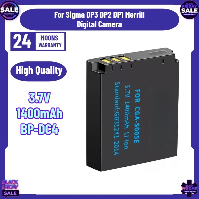 3.7V 1400mAh BP-DC4 Battery for Sigma DP3 DP2 DP1 Merrill Digital Camera Charger Battery