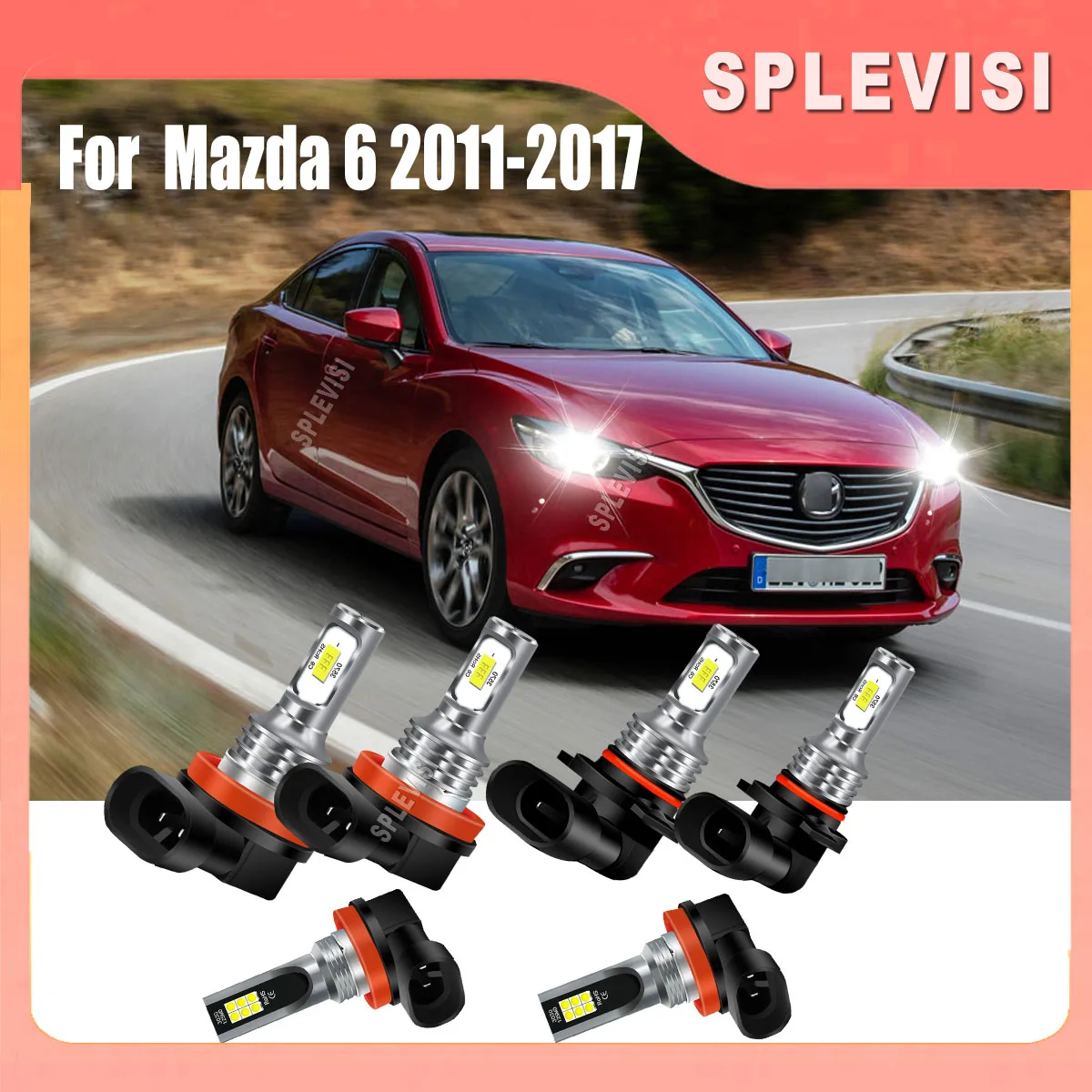 12v 6000K LED Headlight Fog Light Conversion Kit OEM Fit Vibration Resistant For Mazda 6 2011 2012 2013 2014 2015 2016 2017
