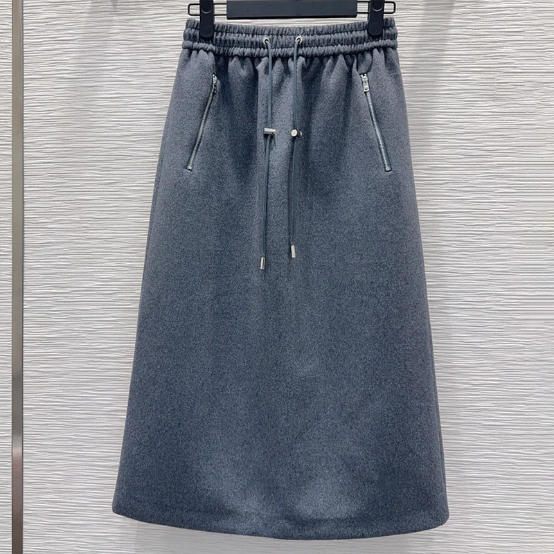 

Высококачественная женская юбка средней длины в весенне-осеннем стиле с завязкой на талии и шнурком, модная 25120906