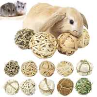 7CM Chewing Braided Ball Guinea Pig Rabbit Hamster Small Animal Play Pet Interactive Chew Toy Natural Grass Ball