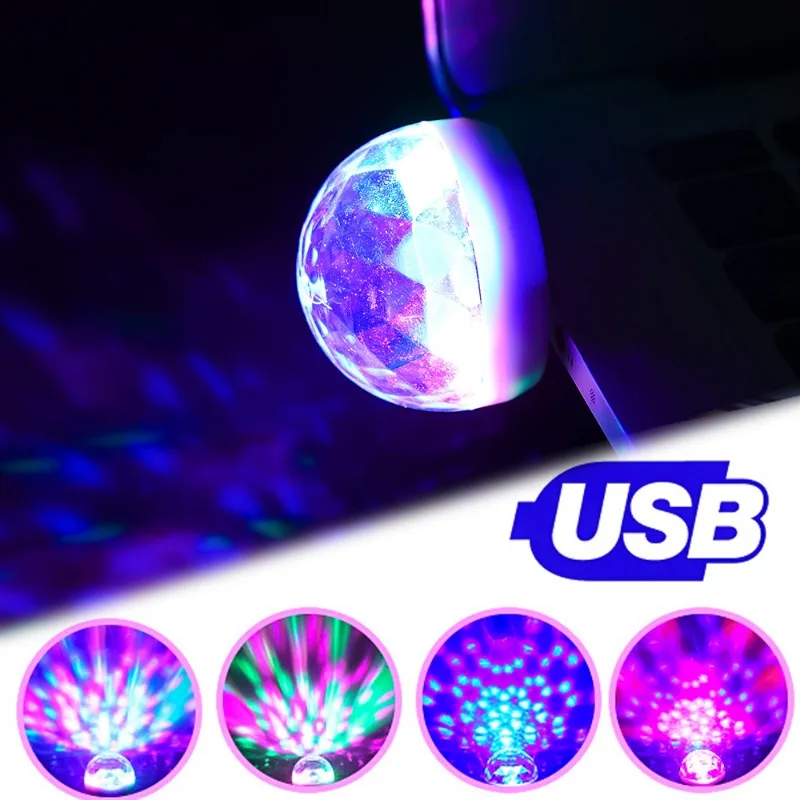 

Car USB RGB Atmosphere Lights Mini DJ Voice Control Atmosphere Lights Auto Interior Portable USB Environment Lights Plug Play