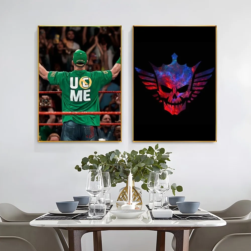 1PC Wrestling Match Wwe Poster Self-adhesive Art Waterproof Paper Sticker Coffee House Bar Room Wall Decor