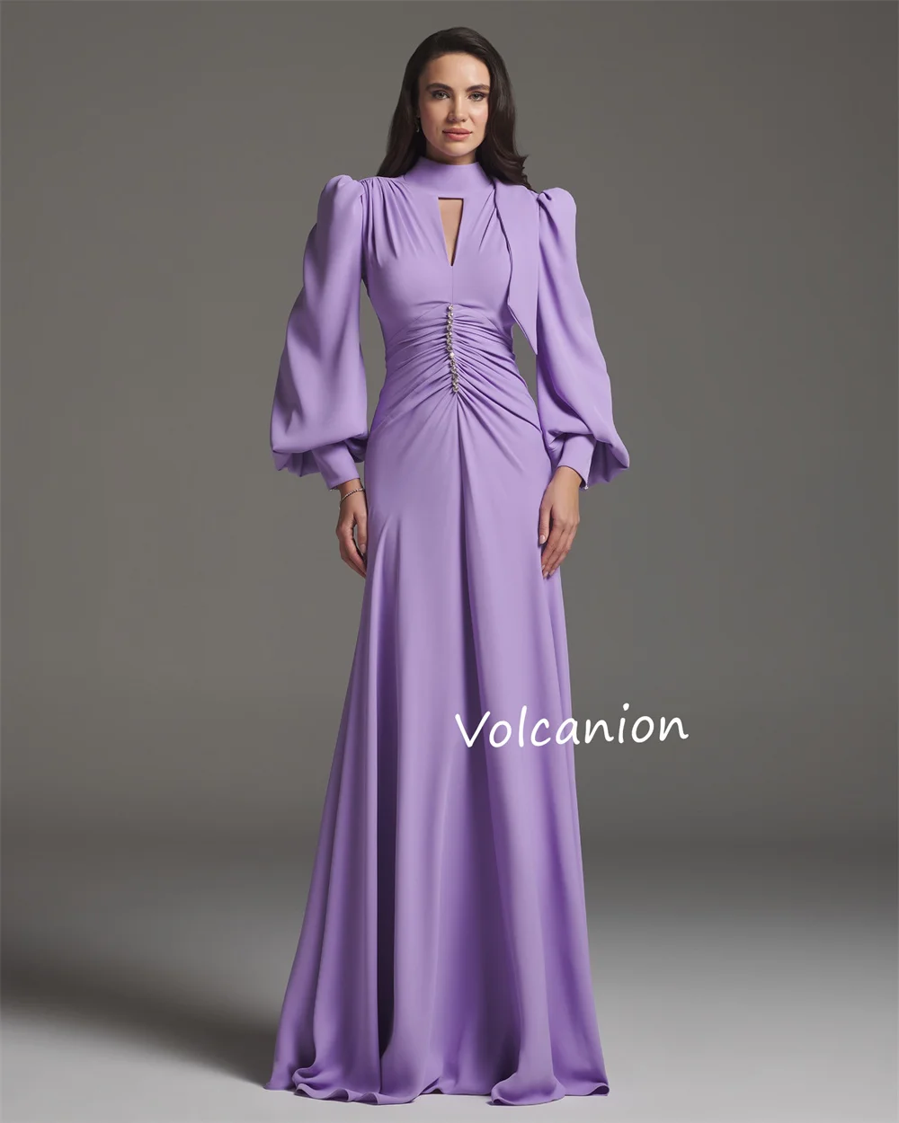 Customized Formal Evening Jersey Sequined Beading A-line High Collar Long Dresses Bespoke Occasion Exquisite  Quality