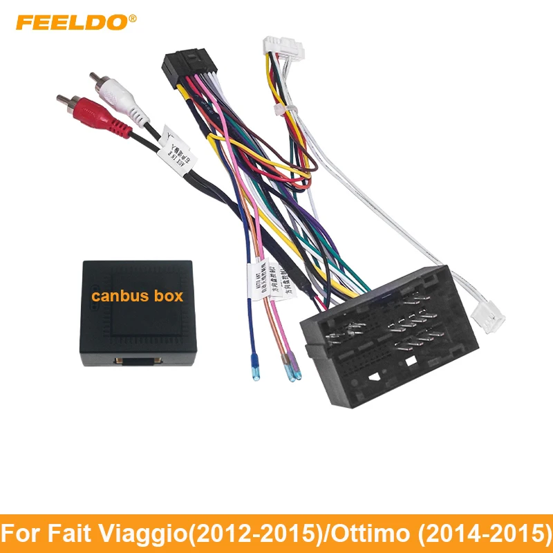 FEELDO Car Audio CD/DVD Player 16PIN Android Power Cable Adapter With Canbus Box For Fait 500 16-18 Radio Wiring Harness