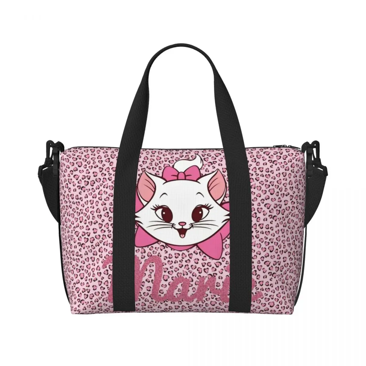 

Большая милая большая сумка-тоут с изображением кота Марии для женщин, дорожная сумка-шоппер с героями мультфильмов на плечо, пляжная спортивная сумка