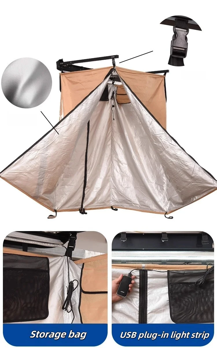 Mounted Lightweight Waterproof UV-Resistant Four-Season Shower Tent Enclosure for Outdoor Climbing Camping Portable Bathing view 5