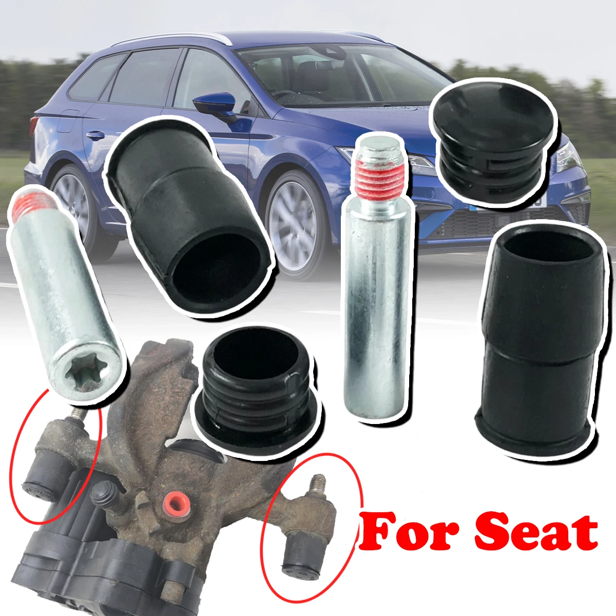 

Front Brake Caliper Slider Guide Pins Bolt Kit For Seat Leon Arona Exeo Alhambra Left Right Disc Housing Bellows Sleeve Bushing