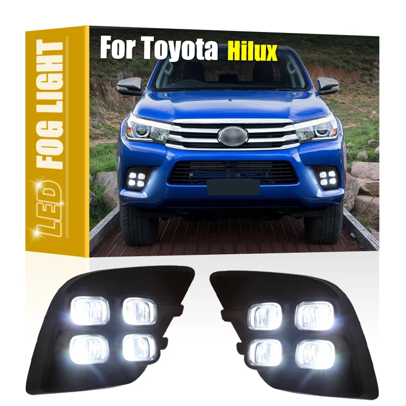 

2PCS For Toyota Hilux Revo 2015 2016 2017 Fog Light Auto LED Daytime Running Light Car Driving Bumper With Yellow Turn Signal