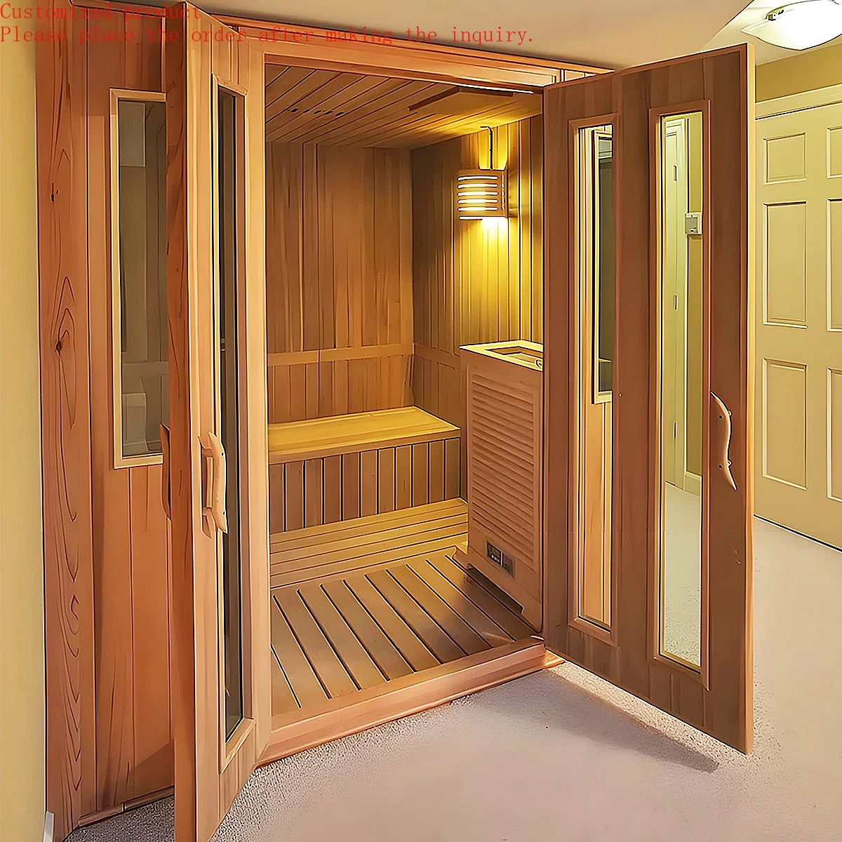 

Customization.Factory-Designed Modern Indoor Steam Wooden Solid Wood Sauna Room with Computer Control Penl Shipping Container Sa