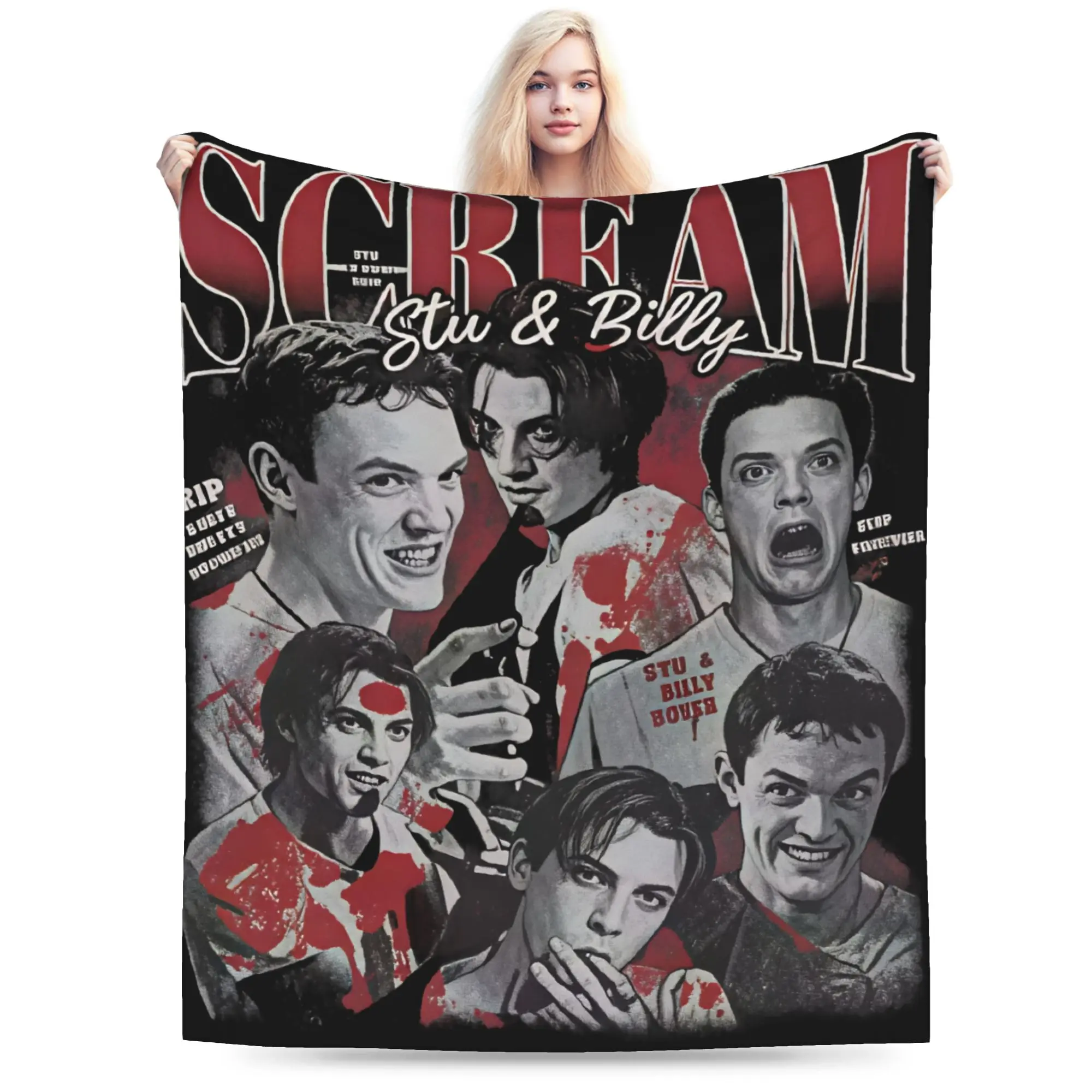 Stu & Billy Loomis  Blankets Winter ScreamMovie Super Soft Throw Blanket For Kids Adults Sofa Home Flannel Bedspread Bed Cover