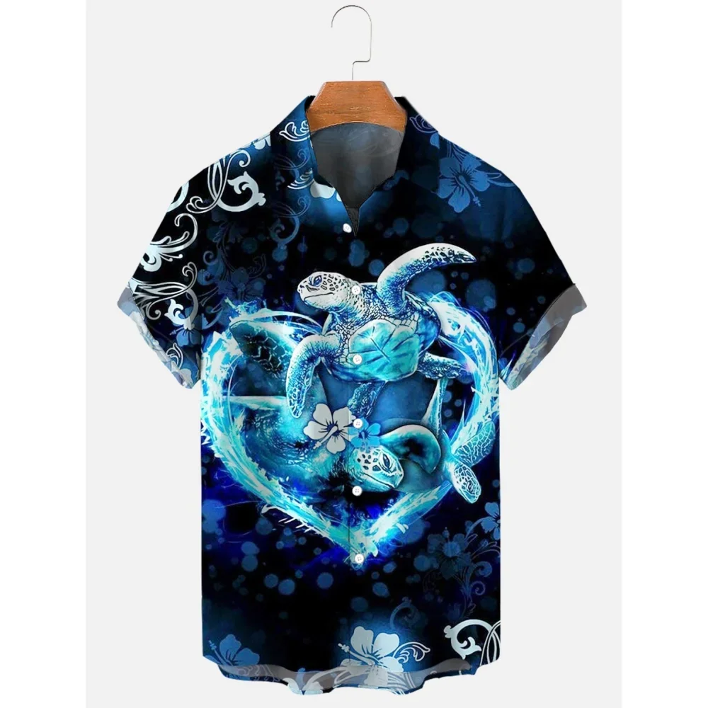 Shark Print Shirts For Men Sea Animals 2023 Summer Loose Hawaiian Shirt Man Summer Tops Casual Fashion Short Sleeve Men Clothing