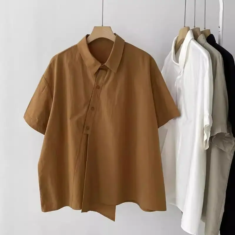 

Летняя футболка с коротким рукавом, больших размеров, дизайнерская, повседневная, простая, с квадратным воротником, для мужчин и женщин