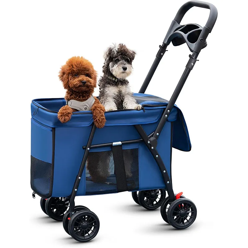 

Pet Stroller Foldable Dog Cat Cage Jogger Stroller Outdoor Puppy Stroller With Storage Bag Cup Holder For Medium Small Dog Cats