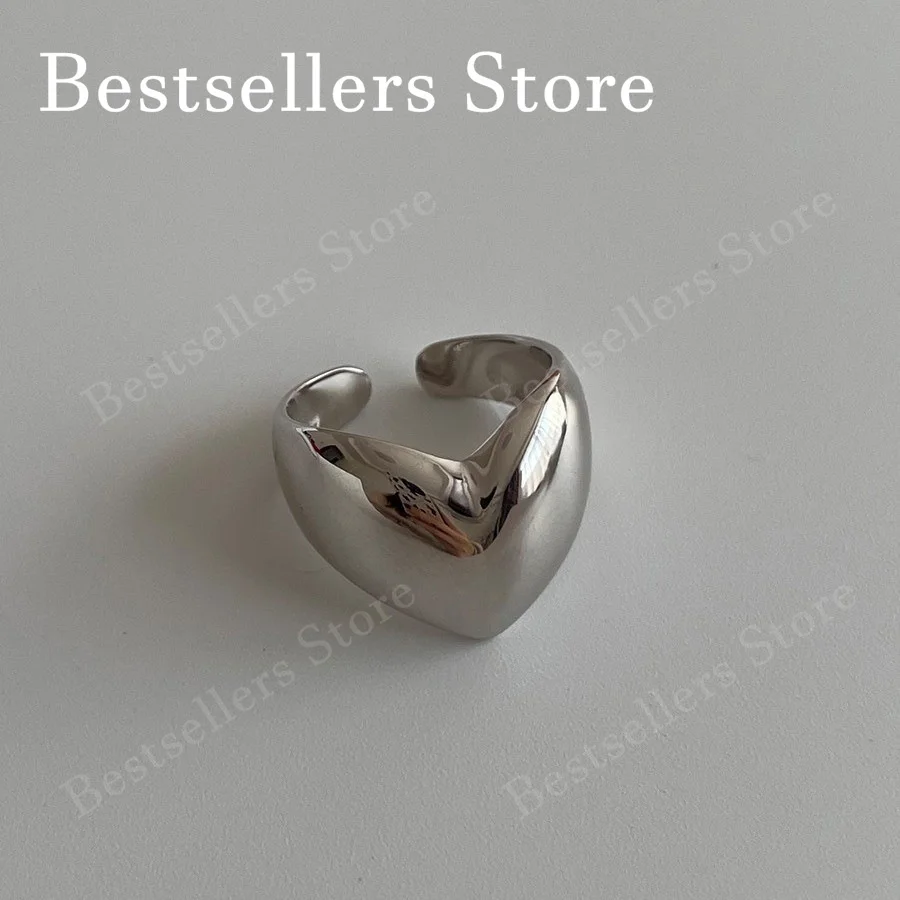 925 Sterling Silver / 18K Gold Plated Simple Polished Heart Ring for Women, Fashion Charm Jewelry, Wedding Gift view 2