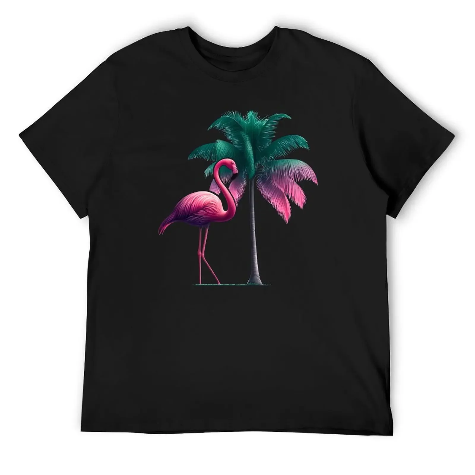 

Flamingo with Palm Tree T-Shirt boys animal print quick drying baggy shirts tshirts for men