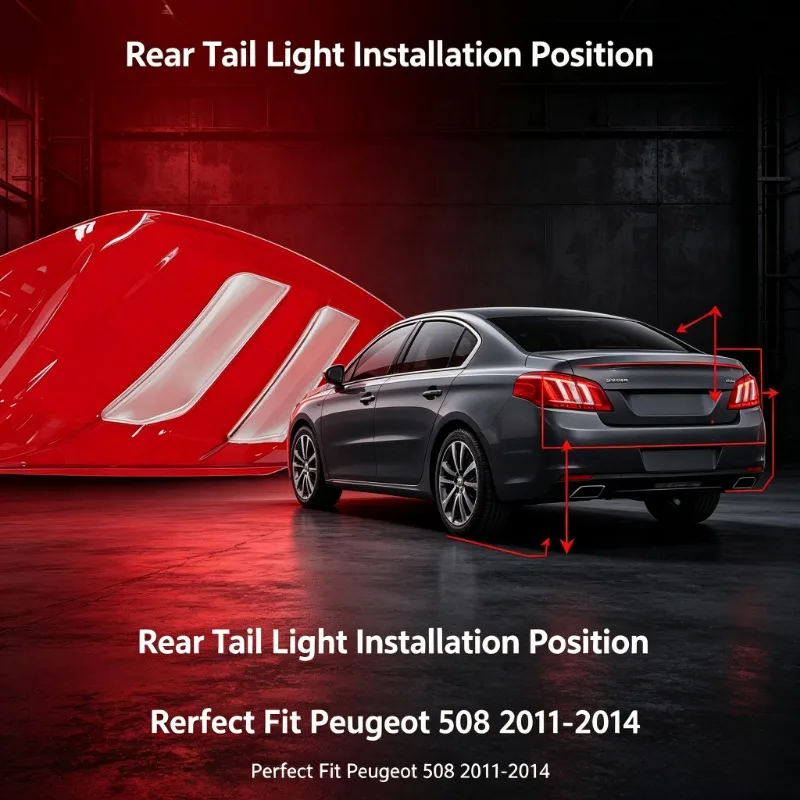 Moggic Tail Light Lens Cover For 508 2011-2014 Red Rear Lamp Anti-fade Replacement Shell