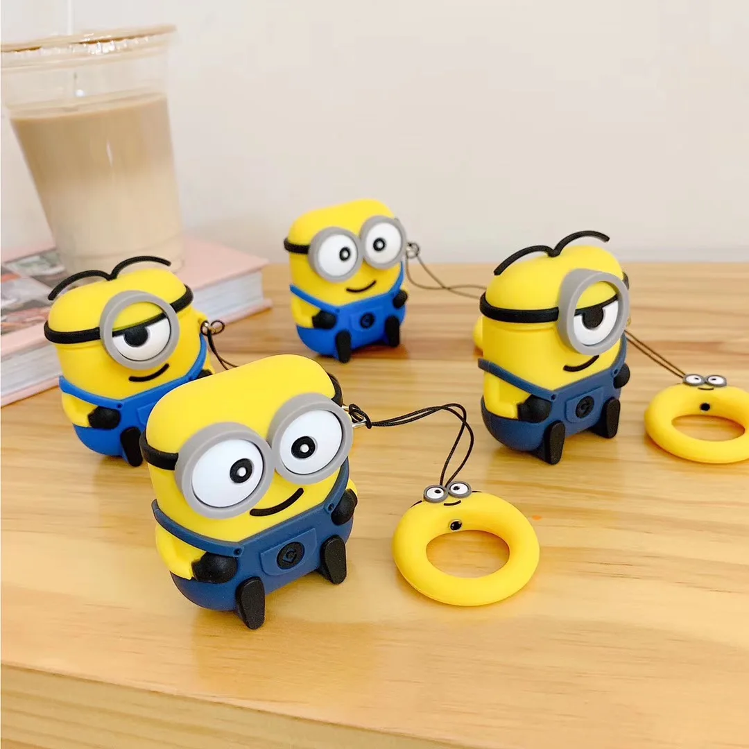 Niedliche 3D-Cartoon-Minions-Accessoires-Hülle für Airpods 5 2026 1 2 3 4 Pro2 Pro 3 Großäugiges Silikon-Kopfhörer-Etui – Detail 2