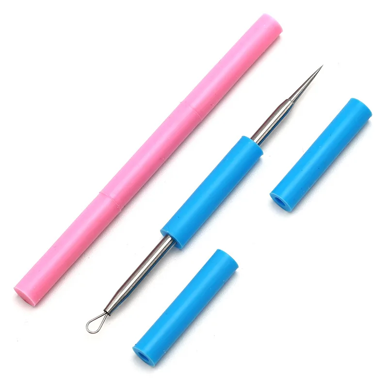 2 in 1 Stainless Steel Acne Removal Needle Silicone Tube Loop Blackhead Extractor Comedone Extractor Facial Care Skin Clean
