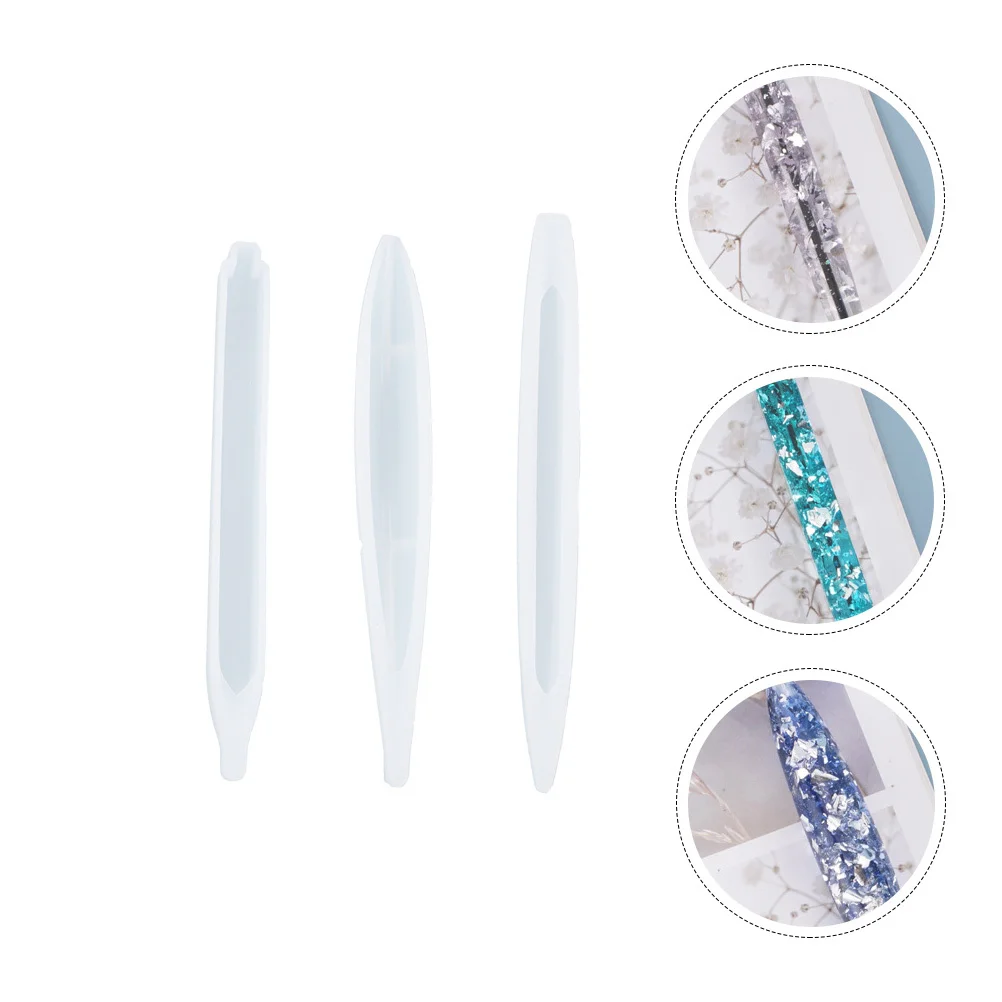 3Pcs Resin Casting Pen Mold Silicone DIY Ballpoint Mold for Epoxy Crafts Smooth Flexible Premium Material Creative Pen Making