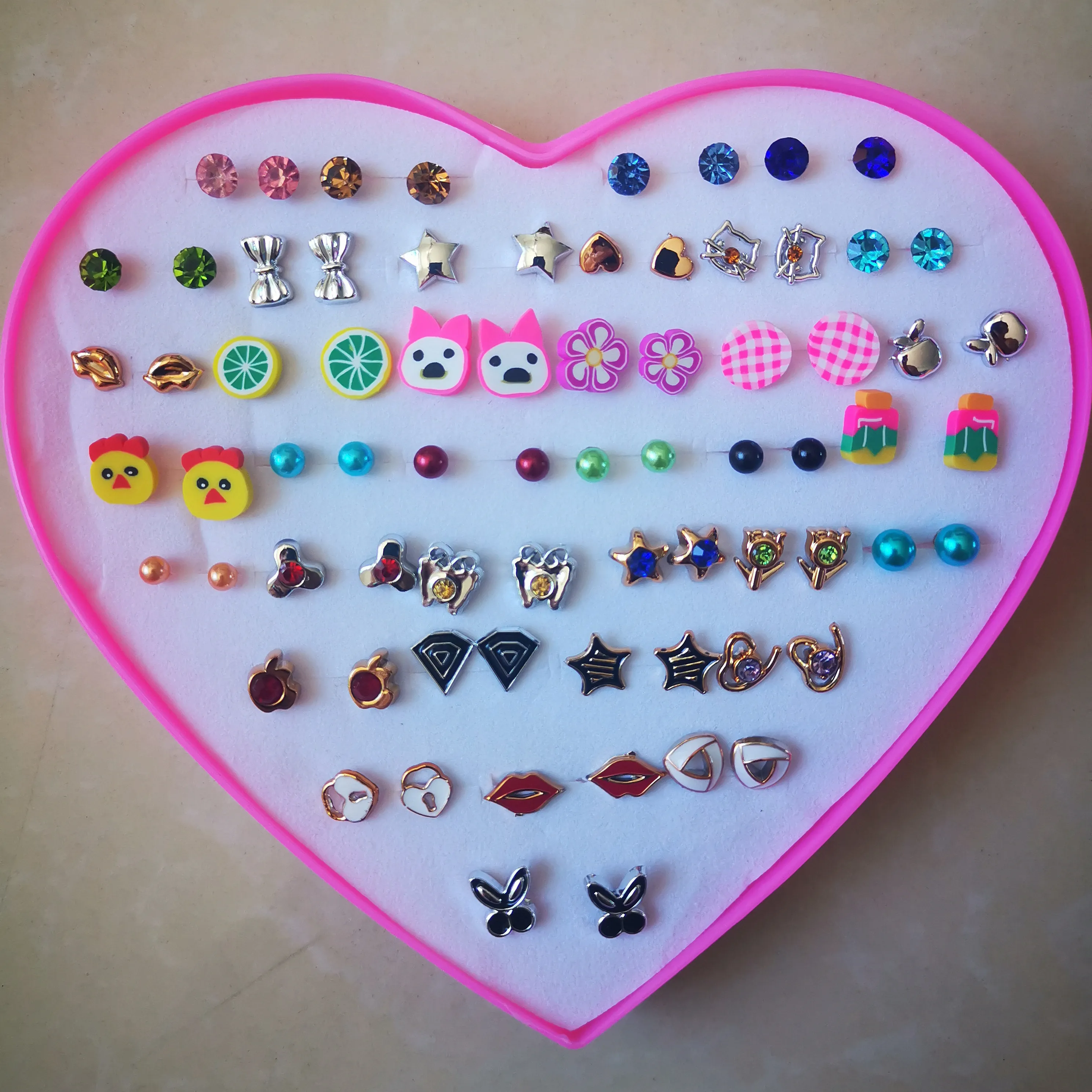 36 Pairs Plastic Antiallergic Cartoon Animals Ear Studs Set Girls Resin Children Earring Set Mix Earrings for Women Fine Jewelry