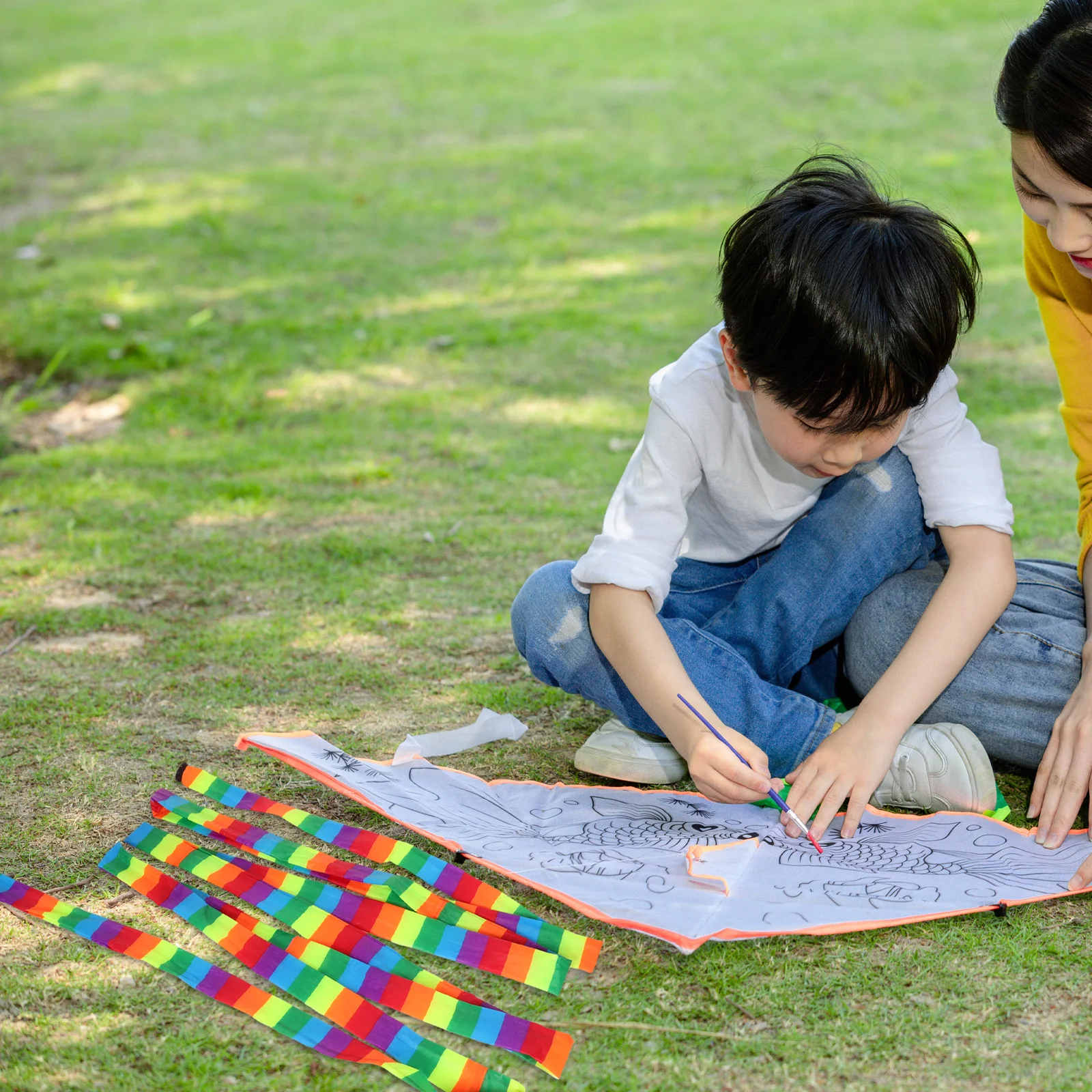 ذيل طائرة ورقية مزخرف بألوان قوس قزح وذيل قماشي طويل لمستلزمات صناعة الطائرة الورقية الطائرة الخارجية وذيل قوس قزح