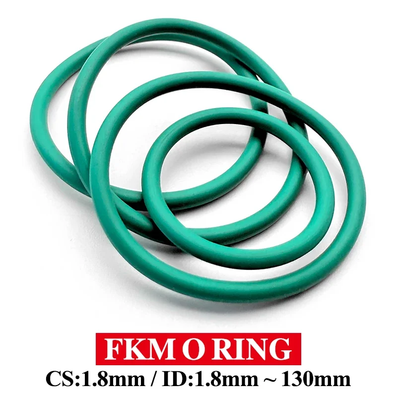 FKM O-Ring 1.8mm Cross Section OD 5.36-39.06mm Vitons Rubber Sealing Ring High Temperature Oil Chemical Resistant Gasket Valve