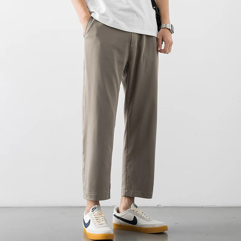 

MRMT 2024 Brand New Men's Pants Thin Ice Silk Casual Sports Trousers Loose Straight Leg Wide-Leg Pants Nine-Point Drape Trousers