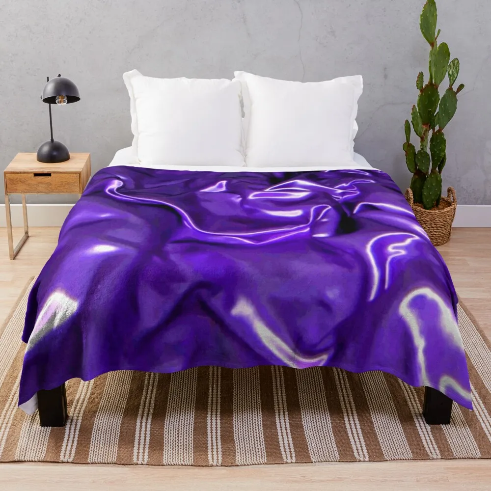 Ultra Violet Satin Material Throw Blanket blankets for winter Extra Large Throw Blanket