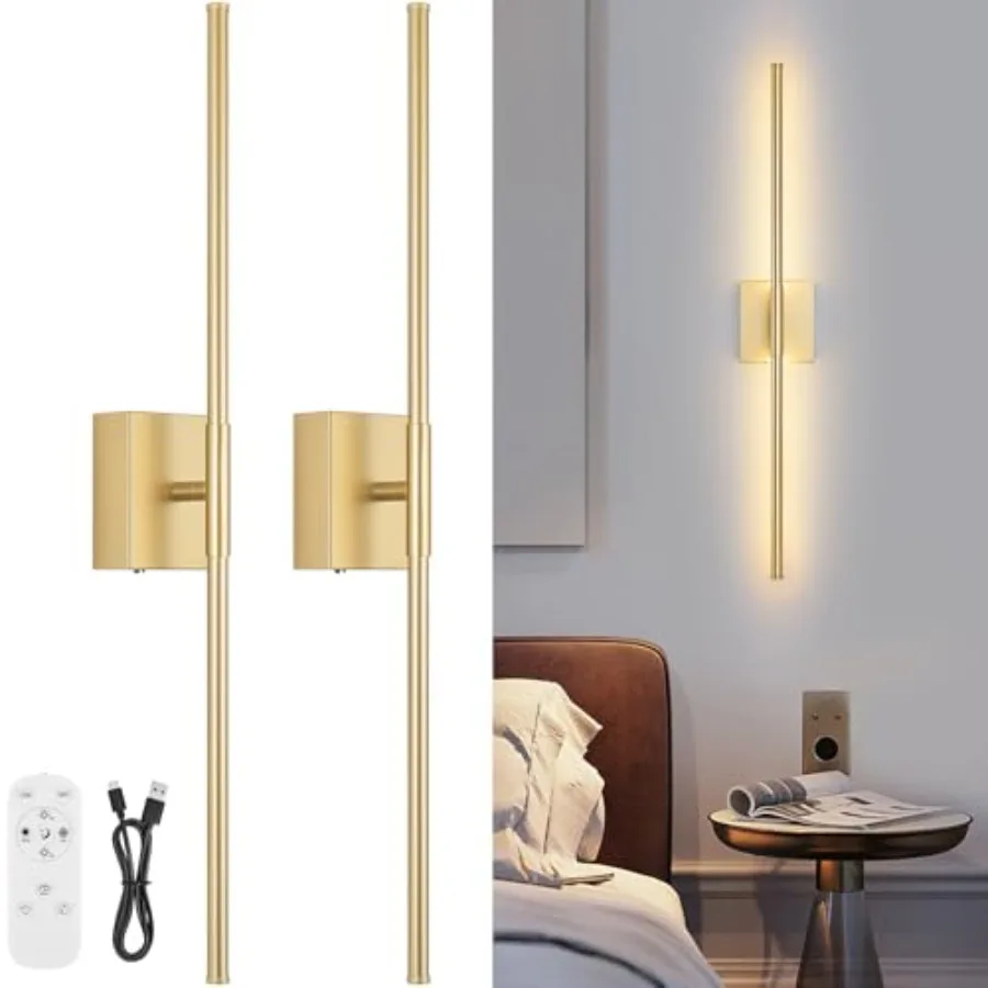 

Набор из двух настенных светильников на батарейках с пультом ДУ, 3000K-6000K, диммируемые, с таймером, беспроводные светодиодные настенные бра