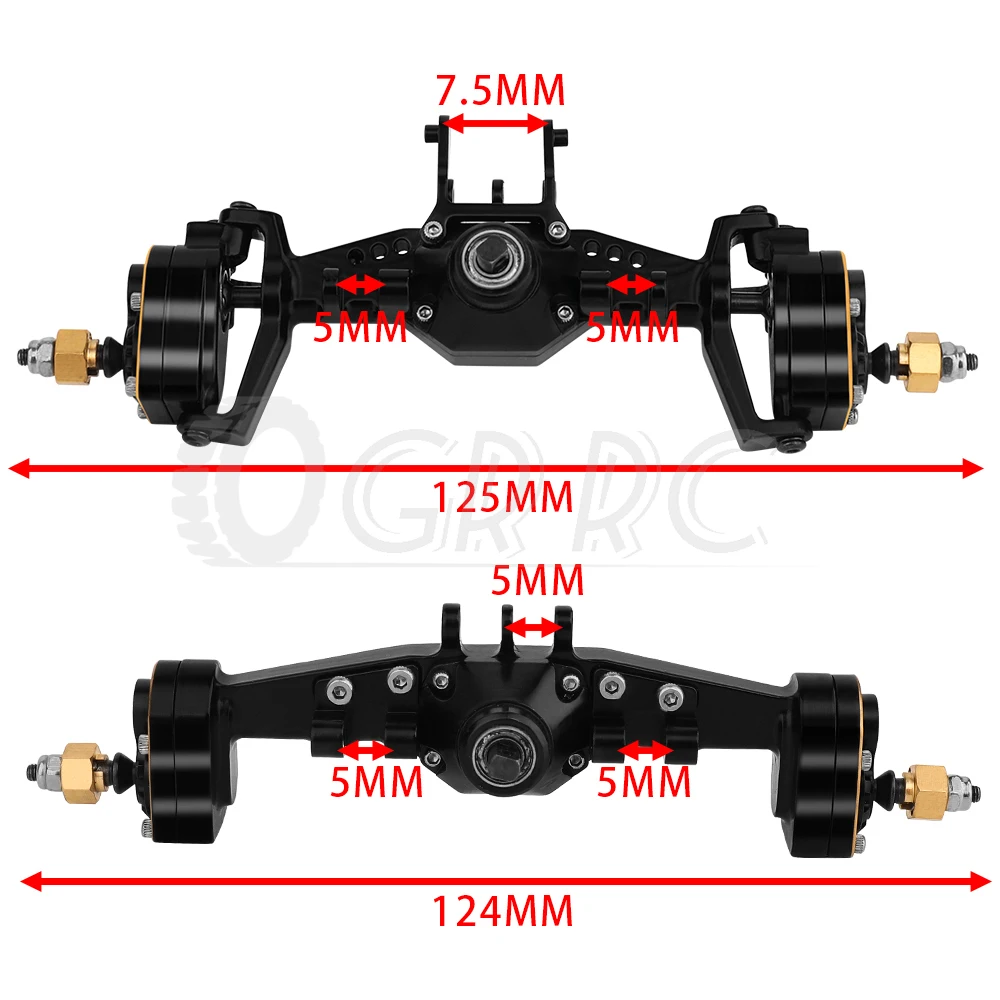 Mosiężne czarna powłoka kompletne przednie tylne osie portalowe ze stalowymi zębatkami do TRX4-M części zamienne metalowych 1/18 gąsienica RC TRX4M