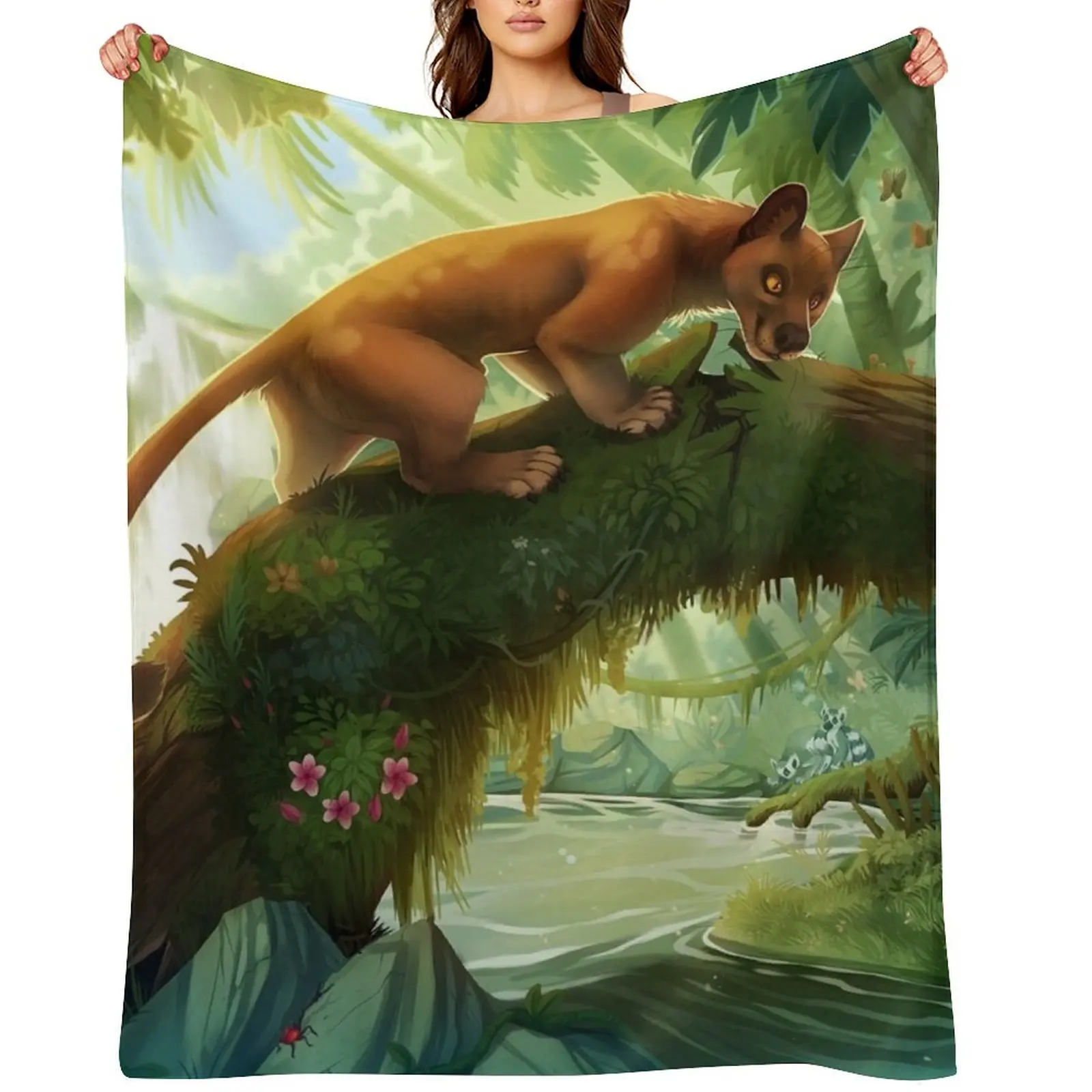 

Peaceful Fossa walking in the jungle Throw Blanket Bed Fashionable Giant Sofa Blankets For Sofas Beautifuls Blankets