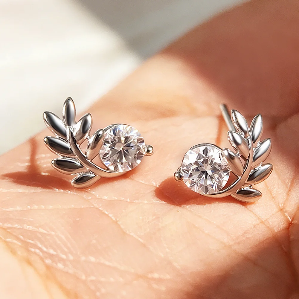 OEVAS 3.5mm Round Moissanite Stud Earrings For Women S925 Sterling Silver Can Pass Diamond Test Wings Earring Wedding Jewelry view 5