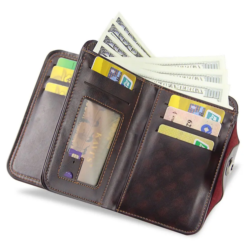 

PU leather Vintage Black Brown Pocket Gift Clutch Money Bag Coin Purse Card Holders Men Wallets Male Purse