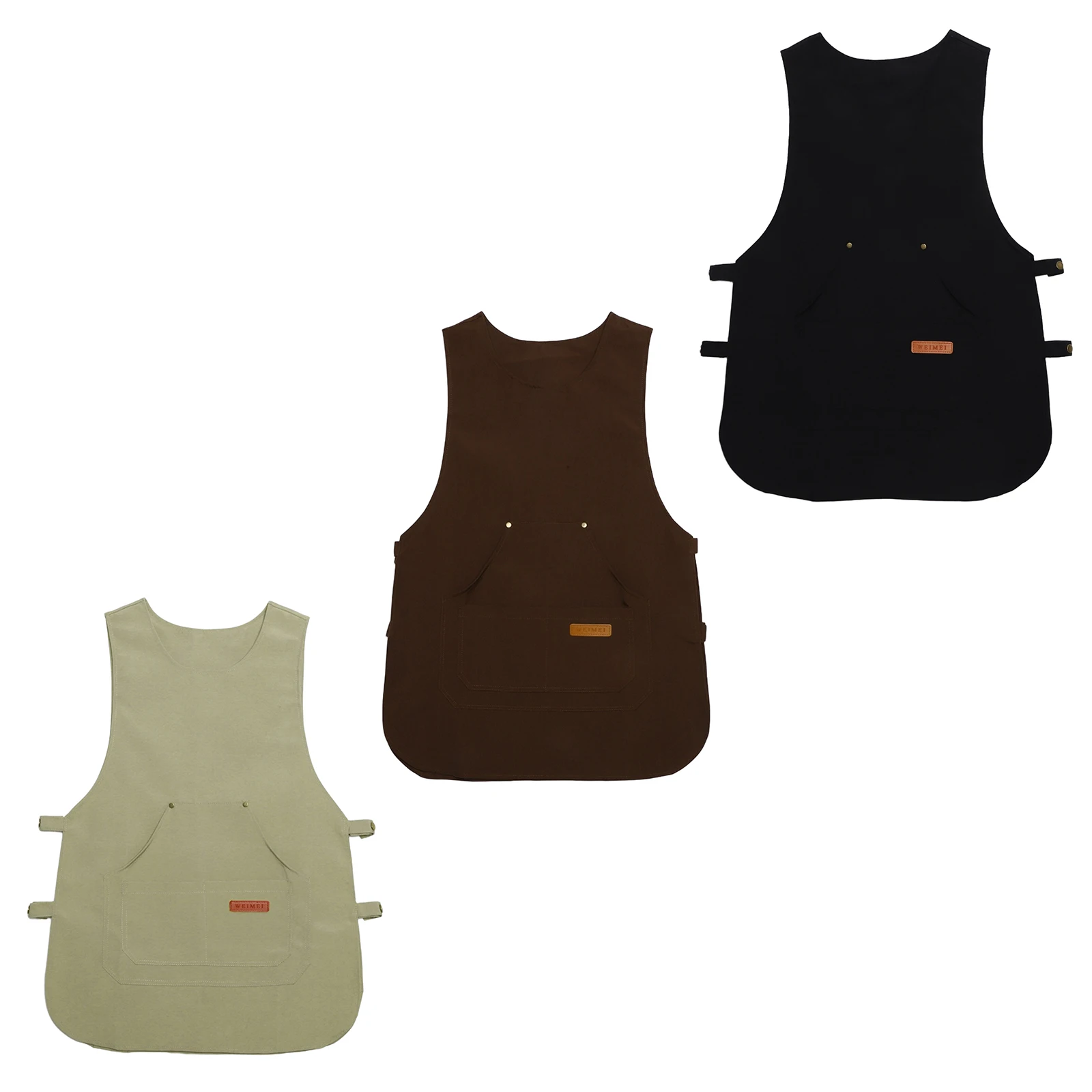 

Apron for Unisex Women Men Sleeveles Waterproof Oil-proof Pocket Press Button Apron Work Clothes for Catering Coffee Supermarket
