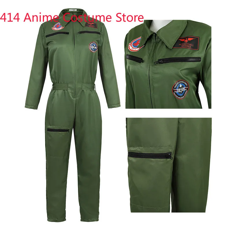 S-3XLNew Adult Pilot Jumpsuit Cosplay Costume Unisex Army Green Long Sleeve Pilot Bodysuit Role Play C84M250