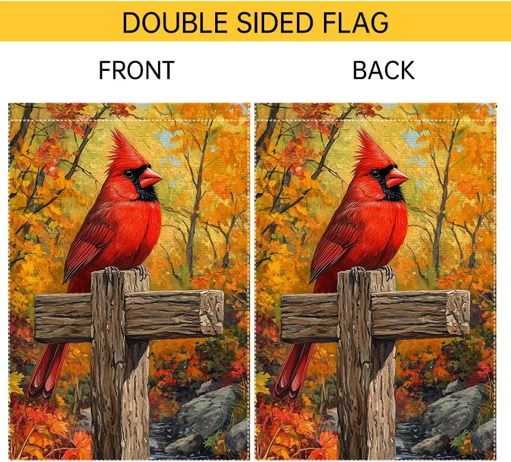 سقوط حديقة العلم مضحك الكاردينال حديقة أعلام التذكارية كروس الديكور في الهواء الطلق 12x18 بوصة مزدوجة الوجهين الخيش الشرفة الصغيرة ديسمبر JHH