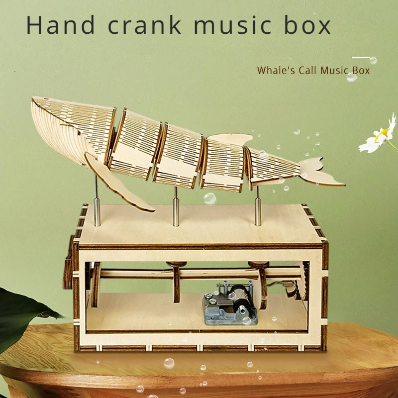 Wooden Music Box Creative Handmade Assembled Toy Dynamic Music Box Wooden 3D Puzzle Birthday Gift Parent Child Interactive Games