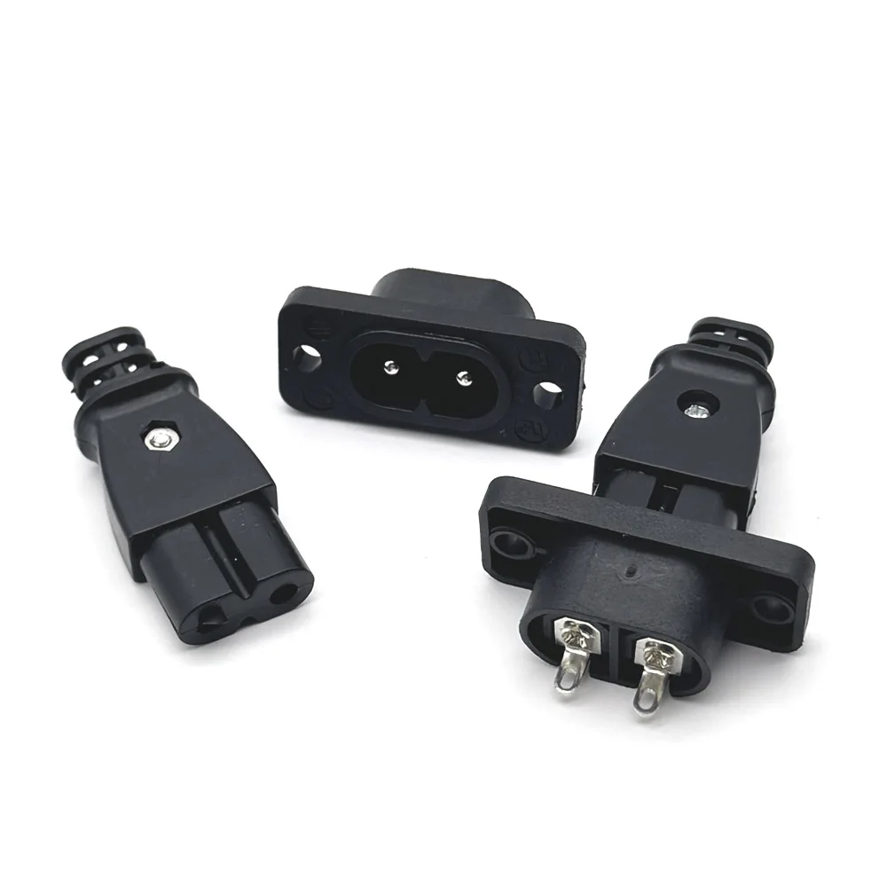 1/3Pcs C7 C8 Male Female Plug Power Outlet Embedded Electric Connector Connector 35mm*15mm AC 2.5A 5A 250v 3515mm