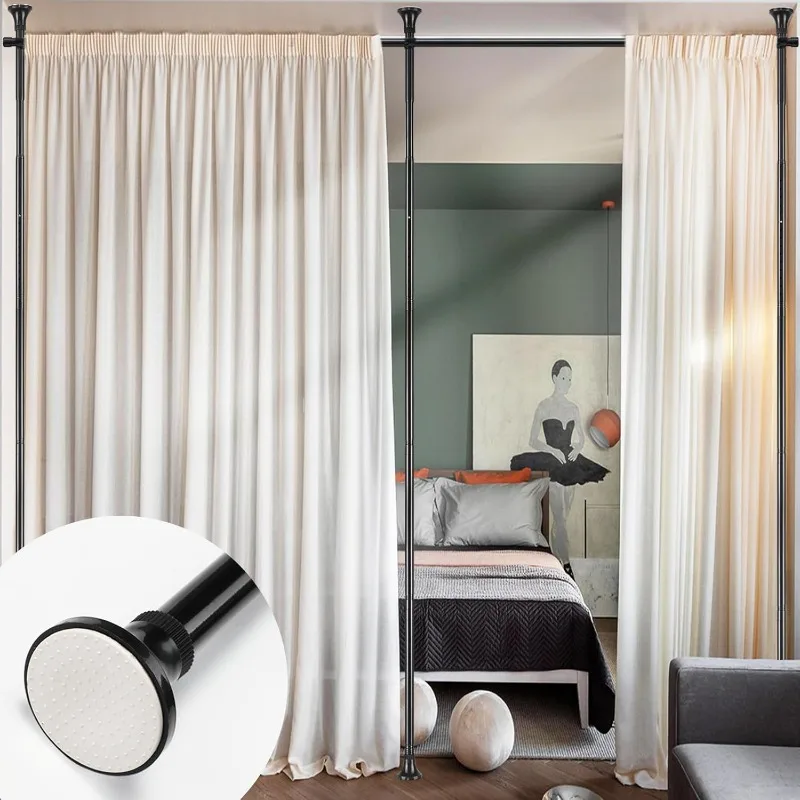 Room Divider Stand - Tension Curtain Rod No Drilling for Room Separation,4-9ft (H) 28-166''(W) Adjustable Heavy Duty Floor