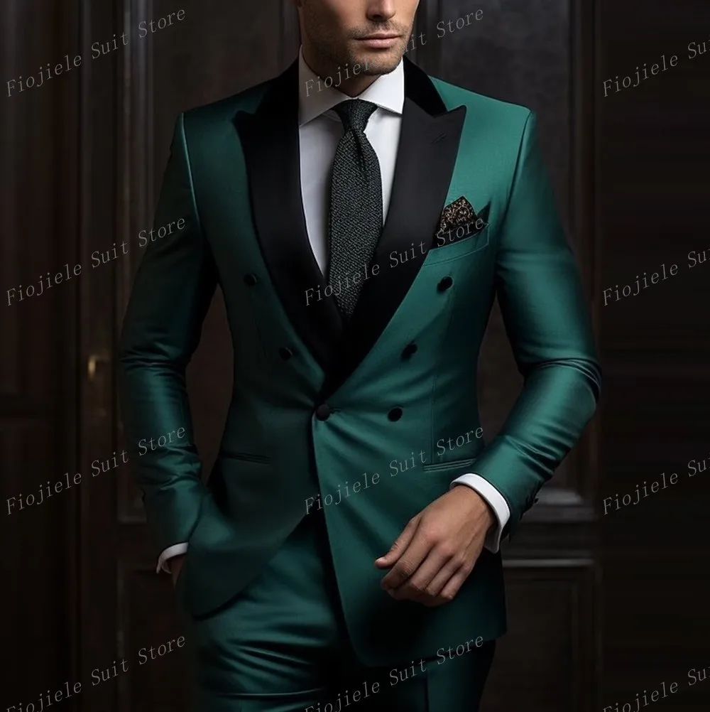 

New Satins Men Formal Occasion Prom Party Perform Tuxedos Groom Groomsman Wedding Male Suit 2 Piece Set Blazer Pants A2