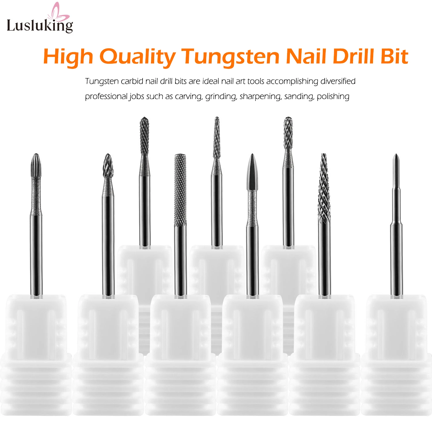 10 Style Tungsten Carbide Nail Drill Bits Nails Electric Files Tools Fine Grinding Bar Milling Cutter for Manicure Pro Efile