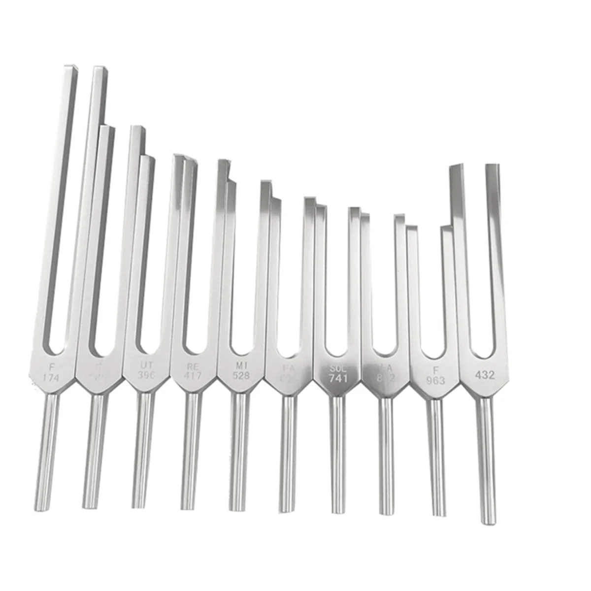 BAAE 10 PCS Tuning Fork Set , Tuning Forks for Healing Chakra Sound Therapy Keep Body Silver