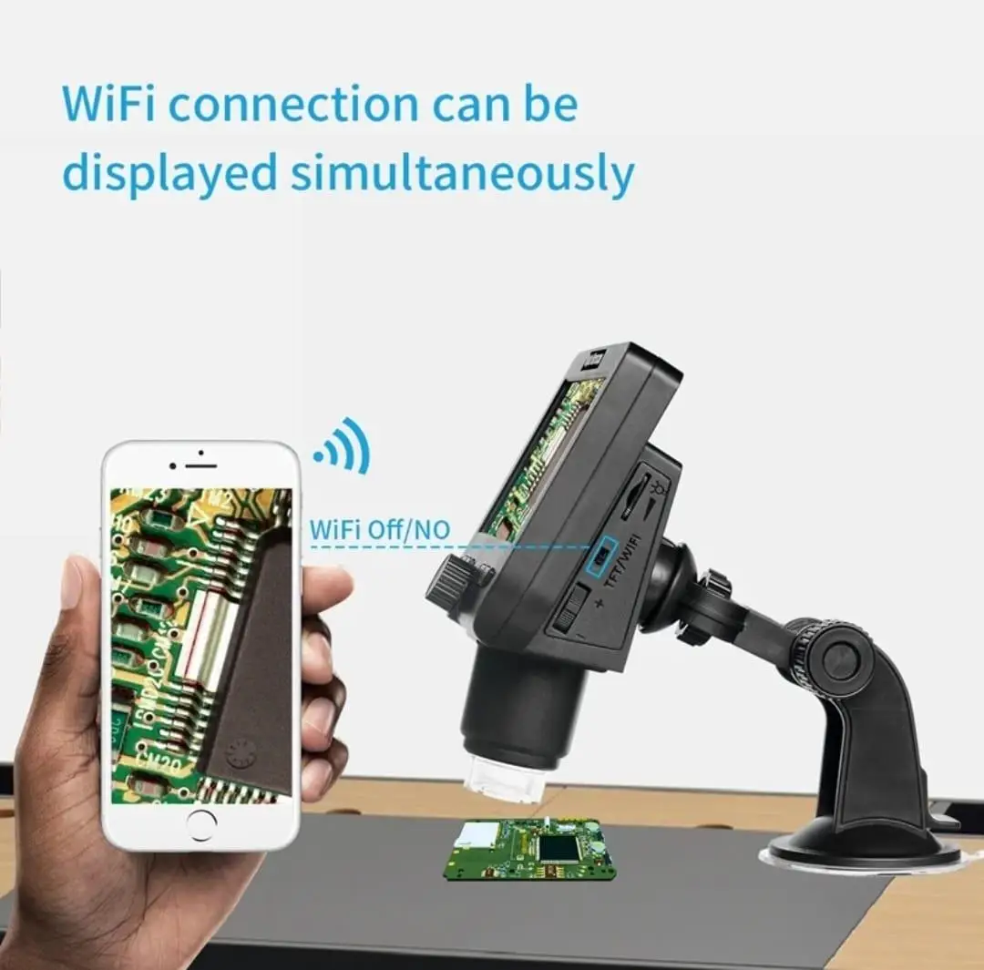 Digital Microscope 4.3 Inch LCD Screen 2MP 1000X Wifi 1080P HD Portable Digital LCD Microscope Model Wifi USB