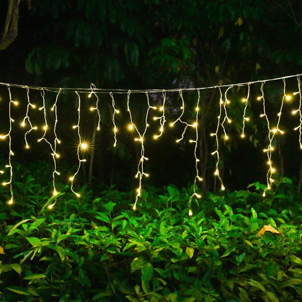 5M Christmas wreath LED curtain icicle string light hanging 50-60-70cm wavy line AC 220V garden street outdoor decoration holida