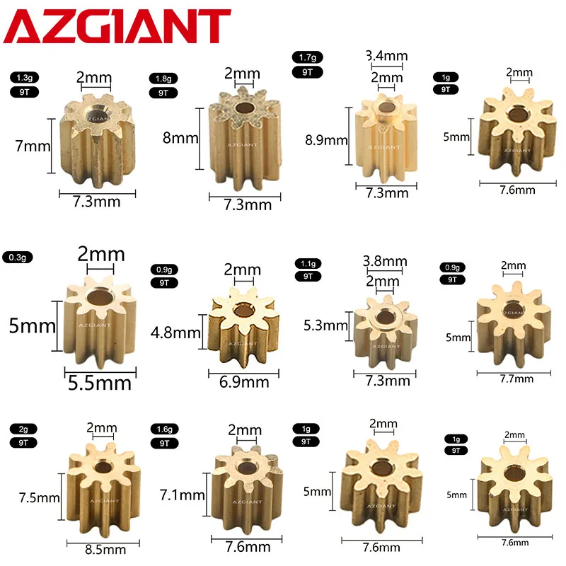 2MM modulus Metal Copper Brass Gear Spindle Gearwheel For Replacement Motor OEM New Pinion Transmission Gear General Accessories