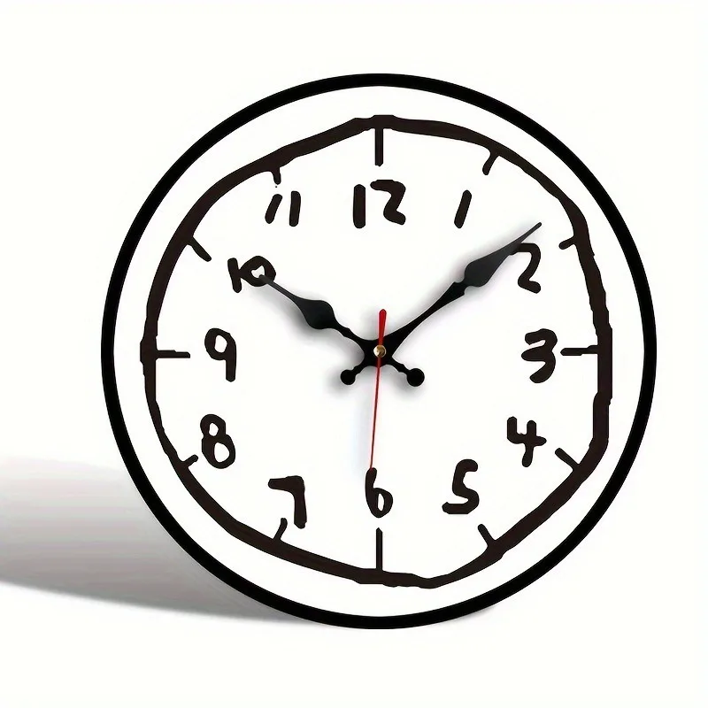20/30/40cm Creative Hand Drawing Wooden Silent Hanging Wall Clock, for Living Room, Office, Study Room, Bedroom, Home Decoration