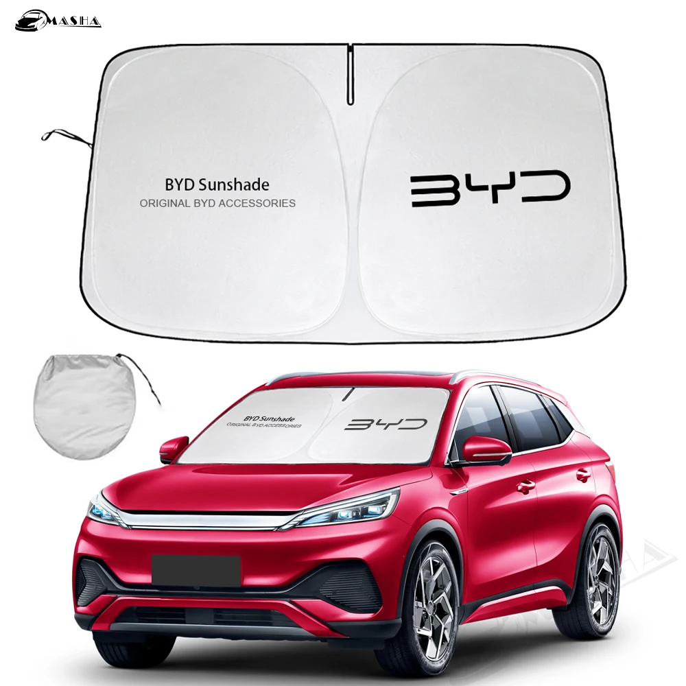 Auto Front Windshield Sun Shade Visor Heat Insulation Sun‑Block For BYD Atto 3 Seal Dolphin Han Tang Foldable Interior Decor Fit