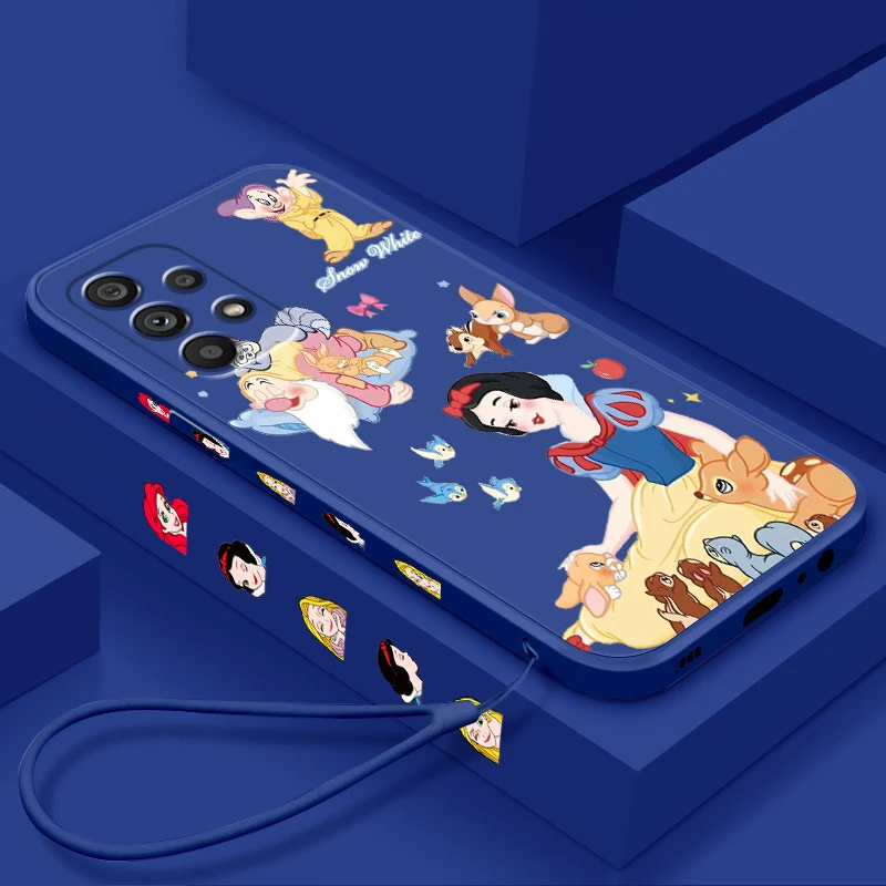 

Disney Snow White Cute Liquid Left Rope For Samsung A53 A52 A33 A32 A51 A71 A21S A13 A73 A55 A72 A23 A35 A05 5G TPU Phone Case