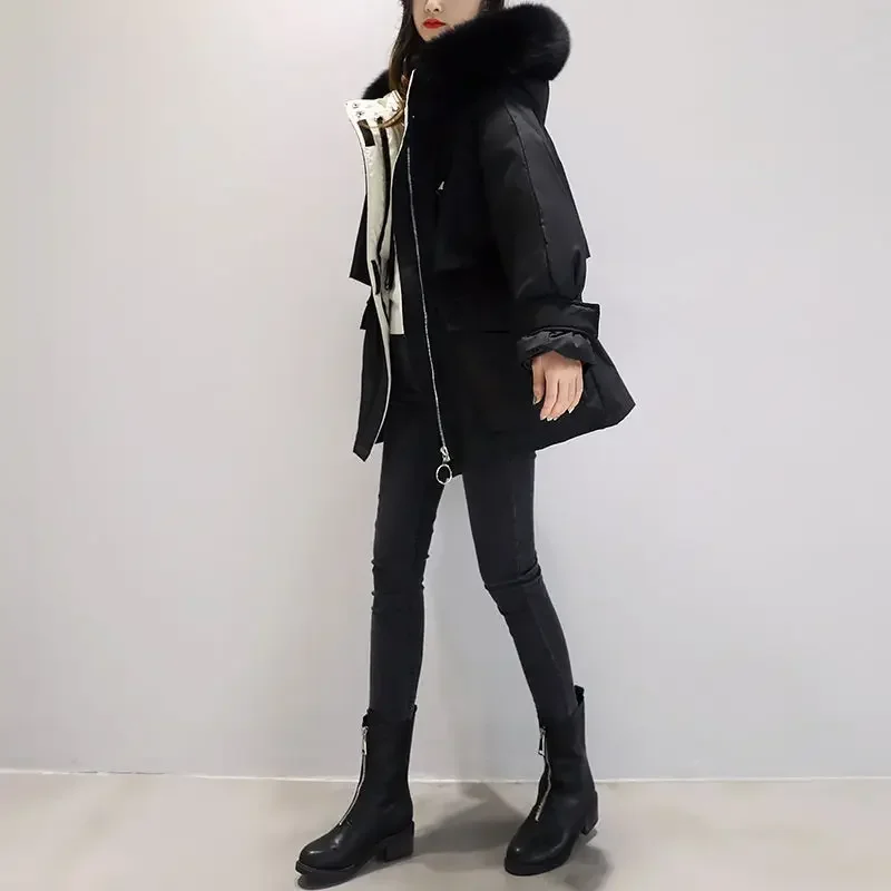 2025 hiver mode nouvelle doudoune pour femme trajet coupe-vent col en fourrure de renard doudoune